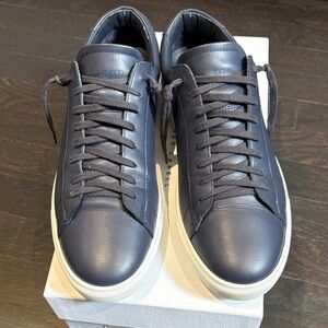 Oliver Cabell Navy Leather Low-Top Sneakers with White Sole